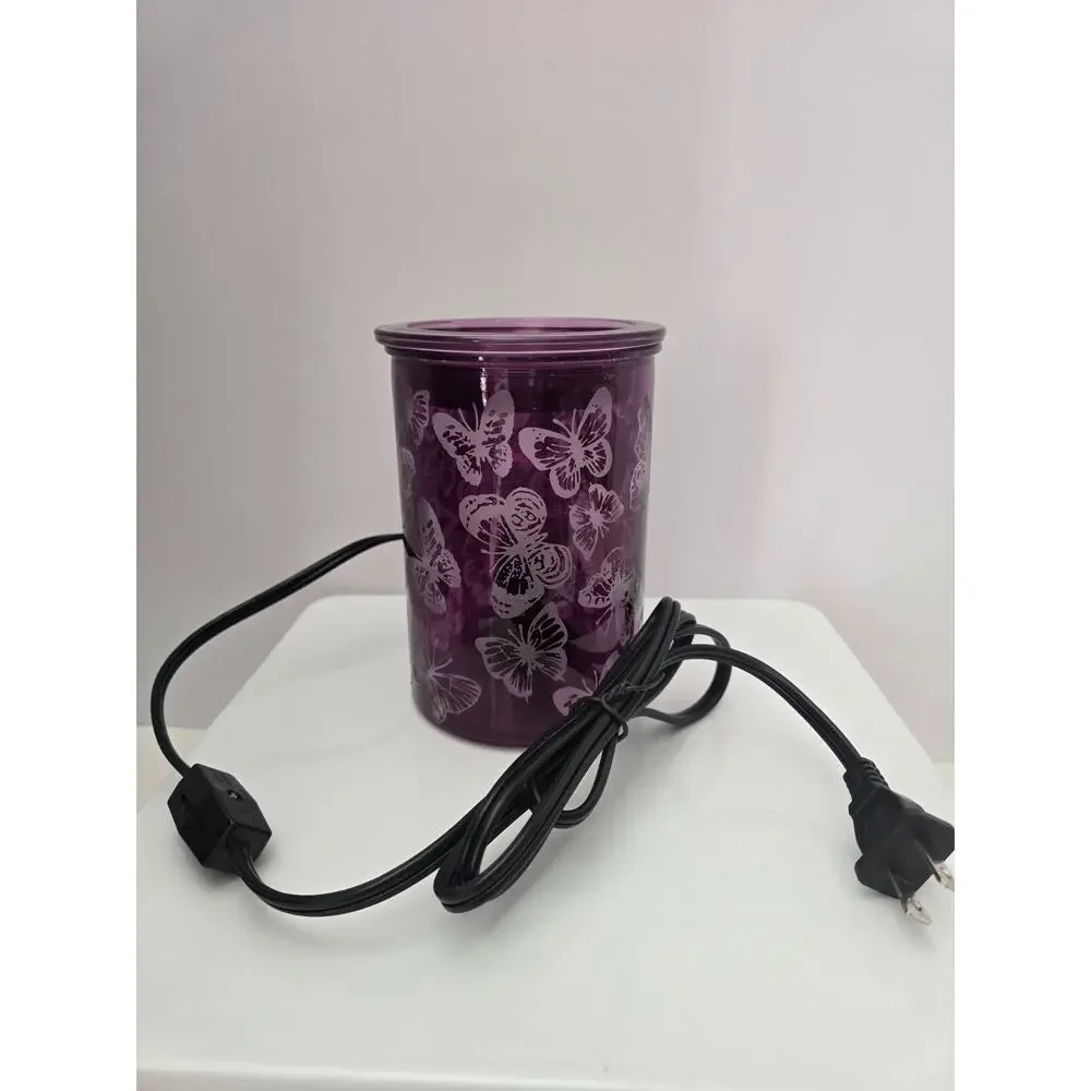 Scentsy Warmer Wings Butterfly Hand Painted Royal Purple White Butterflies